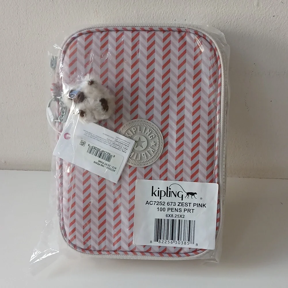 Kipling 100 Pens Storage Case Zig Zag Print NWT